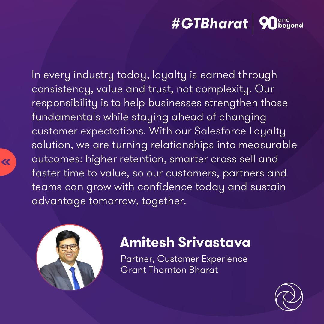 GrantThorntonIN's tweet image. Our 'Salesforce Loyalty Cloud' solution supports organisations in designing and managing programmes that deliver measurable outcomes.

Know more: brnw.ch/21x0BK7

#CustomerLoyalty #Salesforce #SalesforceLoyaltyCloud #CustomerExperience #CustomerEngagement