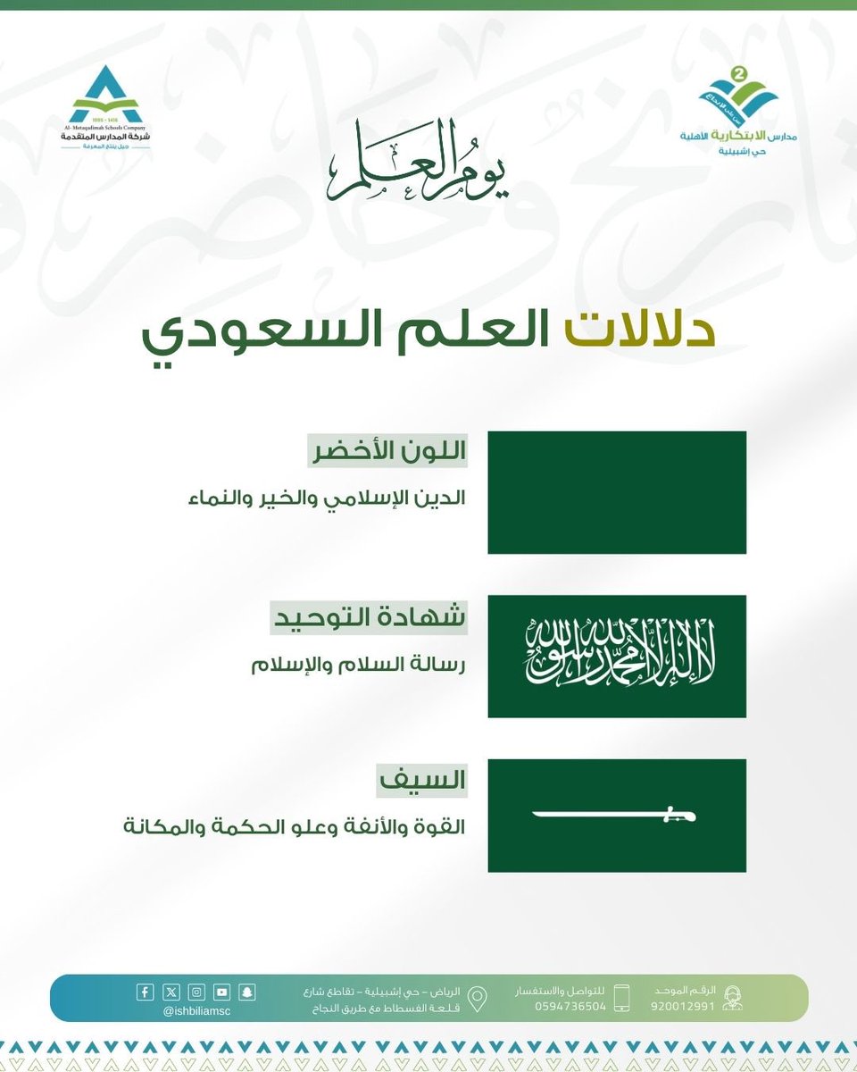 دلالات العلم السعودي

#يوم_العلم 
#11_مارس
#مدارس_المتقدمة 
#مجمع_الابتكارية_اشبيليه