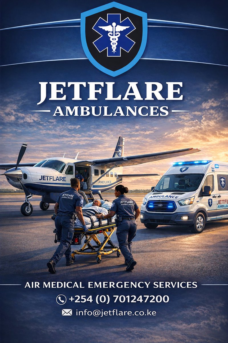 Jetflareke's tweet photo. We provide comprehensive  ambulance services for both long-distance and local evacuations. Our fleet is fully equipped with advanced life support technology, and manned by qualified, licensed paramedics dedicated to ensuring patient stability and comfort throughout the journey. https://t.co/syPkcDThWm