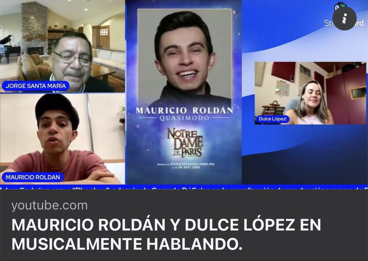 Entrevista a Mauricio Roldán y <a href="/DulceLopezR/">Dulce López</a> para platicar de la obra “Notre Dame de París” en <a href="/M_Hablando/">M_Hablando🎷</a> …

youtube.com/live/F3N-C6Wwz…
