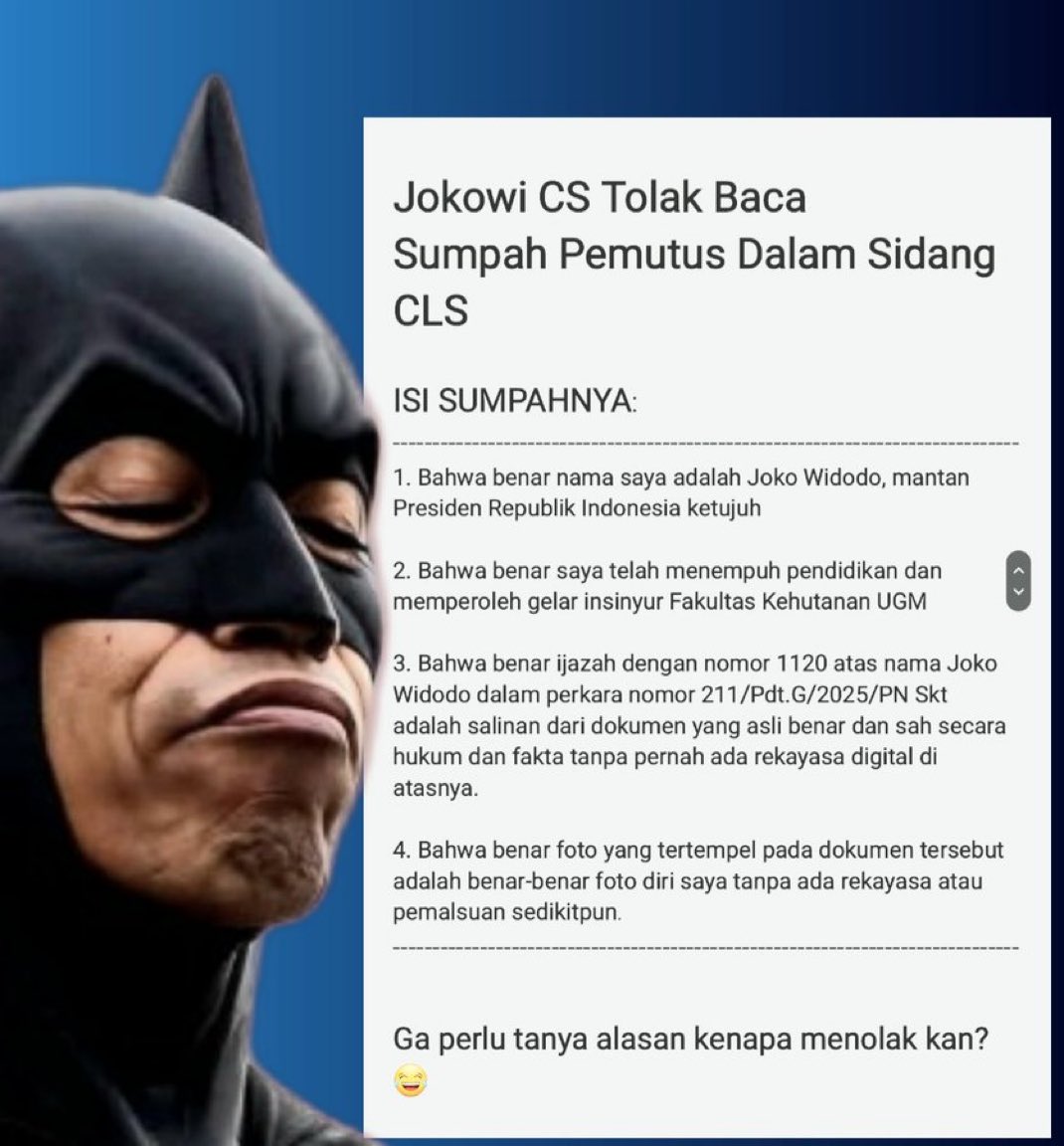 Ngotot ngaku asli, tp tolak baca sumpah pemutus dlm sidang! 🤣🤣🤣👎👎👎