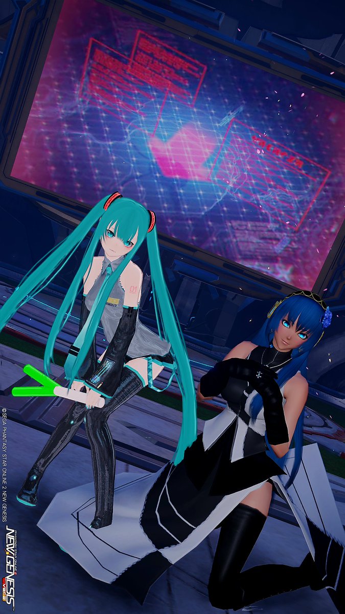 #PSO2NGS_S︎S #メンテの日じゃないけどss貼る
#今日のリッターズ
サラルカ💙とルナミク🩷✨