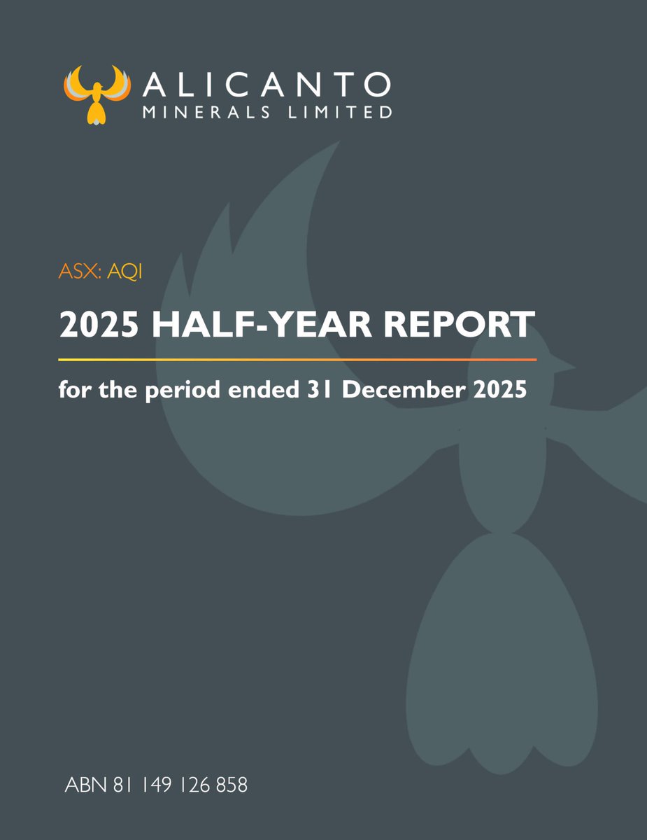 Alicanto Minerals Ltd (ASX: AQI) has released its Half-Year Report for the period ended 31 December 2025.

View the full report here:
lnkd.in/gBnzKe_Z