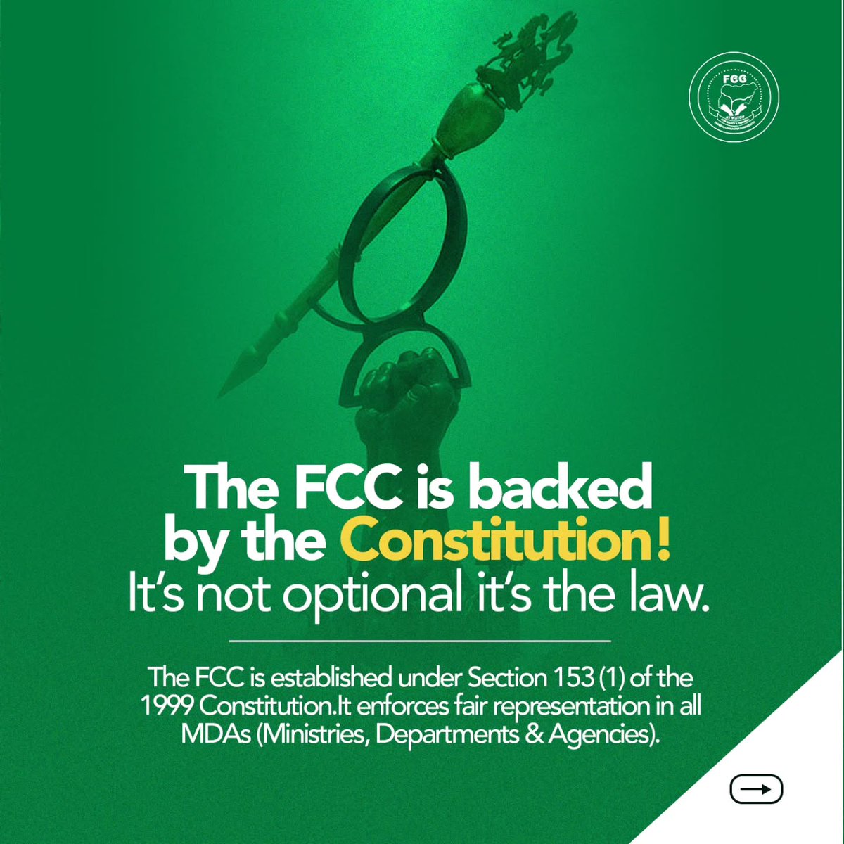 fccnigeria's tweet photo. Fairness is the mandate. Equity is the mission.

The Federal Character Commission ensures that every state, region, and ethnic group has a voice and is properly represented in Nigeria’s public service.

Because when representation is balanced, the nation grows stronger. https://t.co/4miUkILV3W