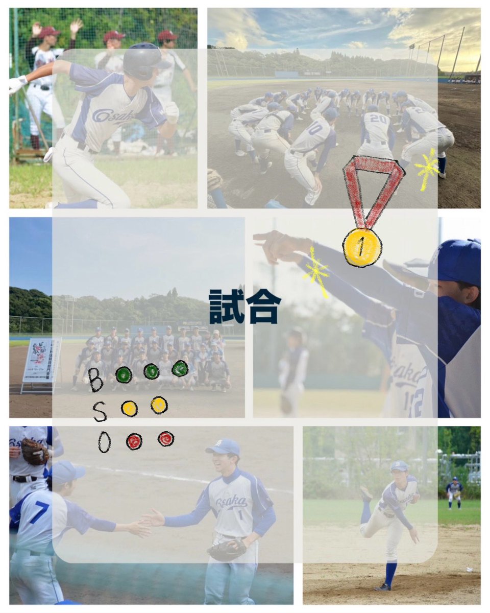 試合について紹介します🏟️

大阪大学医学部準硬式野球部では、
リーグ戦、西医体、四帝戦の3つが主な公式戦です。

詳しくはInstagramに掲載しておりますので、ぜひチェックしてみてください👒

instagram.com/oumbbc?igsh=MX…

#春から阪大 #春から阪医 #春から阪大看護 #春から阪大検査 #春から阪大放射