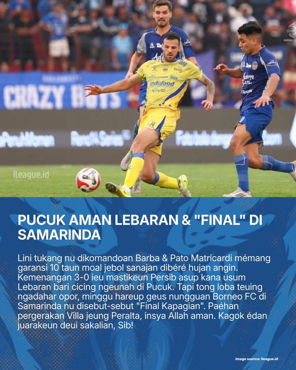 stdnsiliwangi's tweet photo. Magis Bojan mawa Persib meunang 3-0 ti Persik! Skuad séhat jiga disuntik vaksin lengkep, "Cokor Panjang" Jung nyétak gol deui, jeung duo Barba-Pato méré garansi 10 taun anti jebol! 🧱
BACA ANALISIS LENGKEPNA DI KARYAKARSA!
Klik Link ➡️ https://t.co/AhHQpvxsEh
#stdsiliwangi https://t.co/tCgR18pqO5