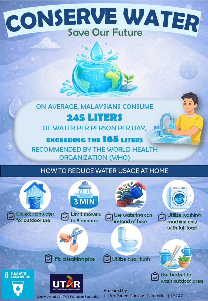 UTARnet's tweet image. 💧 𝐂𝐨𝐧𝐬𝐞𝐫𝐯𝐞 𝐖𝐚𝐭𝐞𝐫, 𝐒𝐚𝐯𝐞 𝐎𝐮𝐫 𝐅𝐮𝐭𝐮𝐫𝐞!

Every drop counts. Let’s start today for a more sustainable future.

#UTAR #SDG6 #SaveWater #EveryDropCounts #WaterWise #JimatAir #ConserveWater #SaveOurFuture