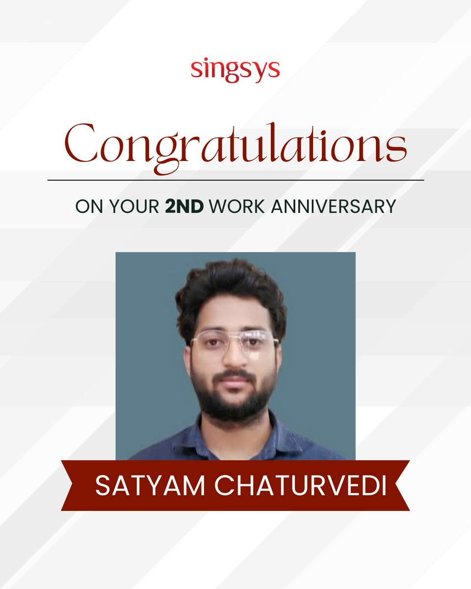 singsyspteltd's tweet image. Congratulations on 2 amazing years with us, Satyam Chaturvedi! Your dedication, hard work, and positive attitude have truly made a difference. You’ve tackled challenges confidently and consistently brought great energy to the team.

#WorkAnniversary #Dedication #Singsys