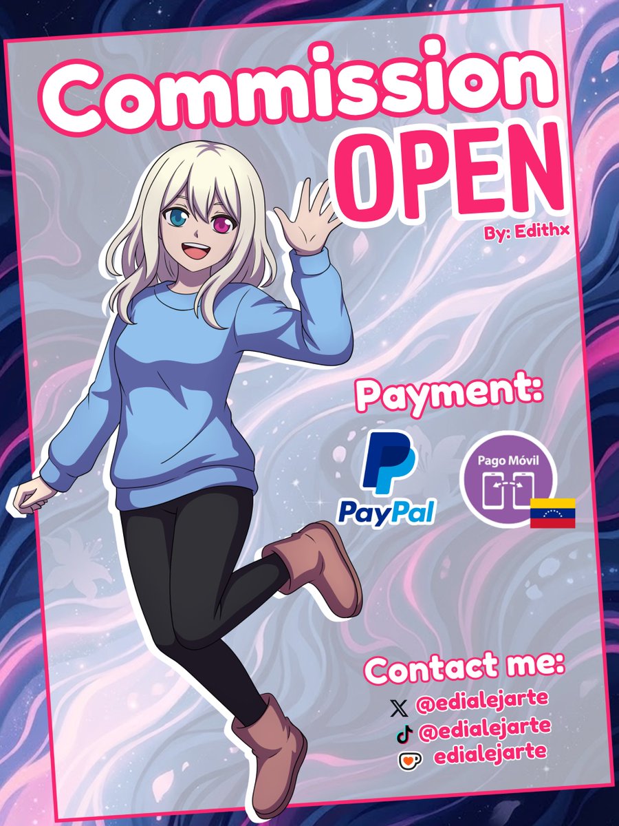 edialejarte's tweet image. Commissions are open again!
With: New prices!! If you have any questions...
Don't hesitate to ask! I'll be happy to answer!

edithx.carrd.co // ko-fi.com/edialejarte
#comissionsopen #opencommission #ArtistOnTwitter #artmoots #commissions #art #fanart #illustration