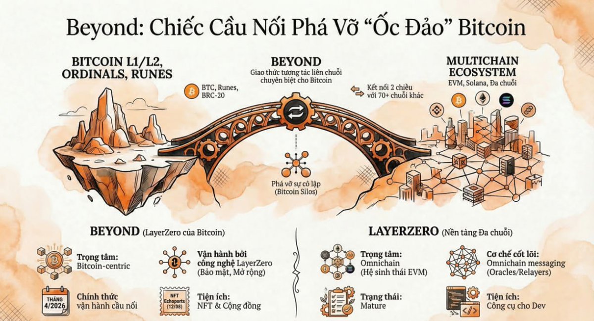 Beyond: Công Nghệ Cốt Lõi để Giải Quyết Vấn Đề Bitcoin Silos

Beyond giải quyết Bitcoin silos – Bitcoin bị "cách ly" do thiếu native smart contracts, chỉ hỗ trợ cơ bản (UTXO model), khiến liquidity/users/protocols khó di chuyển ra/vào các chain khác (EVM,