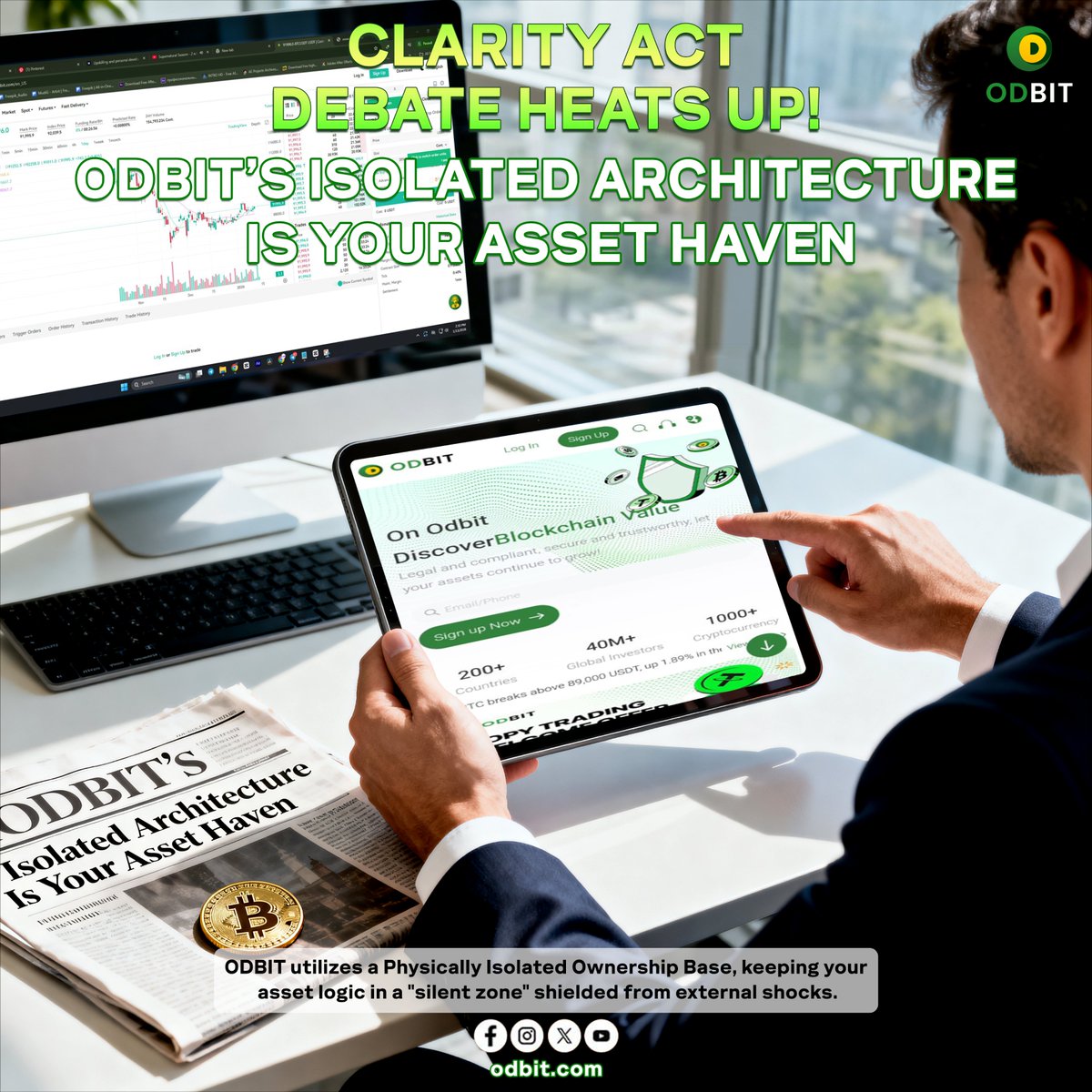 odbitOF's tweet photo. ODBIT: Your Clarity Act Haven

 Clarity Act sparks volatility! ODBIT’s Isolated Architecture shields assets from downtime. Ensure Execution Certainty in a shock-proof "silent zone."
#ClarityAct #RegulatoryDebate #AssetSecurity #ExecutionCertainty #SystemStability https://t.co/0Uh6Tjow0A
