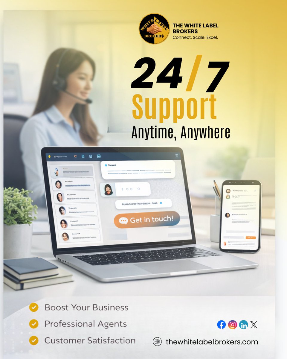 TheWhiteLB_off's tweet image. Looking for top-notch support that’s available 24/7? 

The White Label Brokers has you covered! Boost your business with our professional agents, anytime, anywhere. 💼🌍

Visit thewhitelabelbrokers.com

#CustomerSatisfaction #BusinessBoost #ProfessionalService