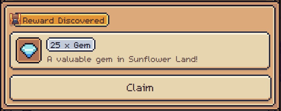 Got gems from Mystery Island 💎
First time ever!
Feels like the devs knew I burned gems yesterday to finish digging the Ammonite Shell 🐚 😂
<a href="/0xSunflowerLand/">Sunflower Land</a> 

#SunflowerLandWeekly 
#SunflowerLandFarm