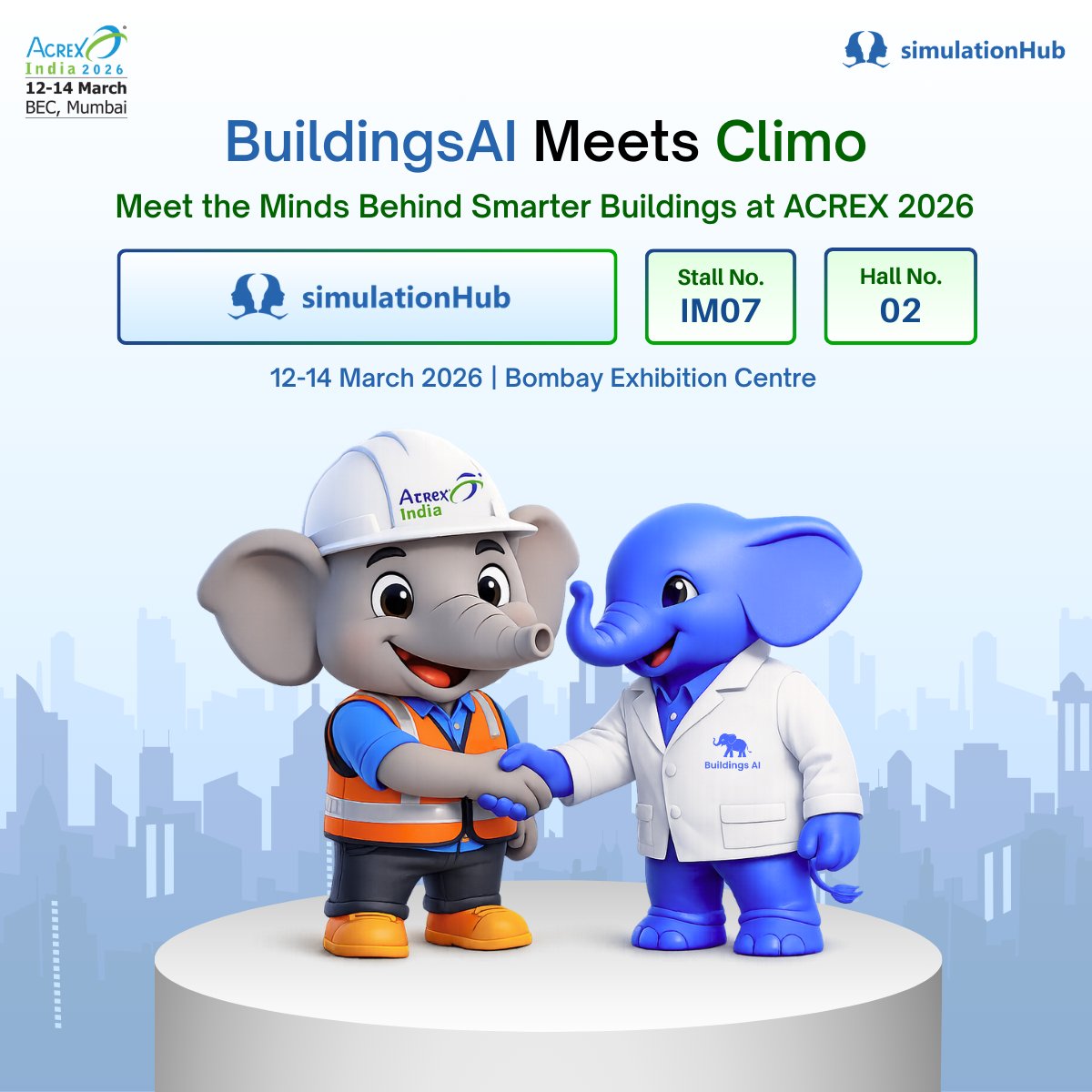 Innovation gets a handshake 🤝

We’re excited to showcase how AI + simulation are transforming building performance &amp; HVAC design at ACREX India 2026.

Visit SimulationHub
📍 Hall 02 | Booth IM07
📅 12–14 March | Bombay Exhibition Centre

#acrex2026 #ACREXIndia #acrexindia2026