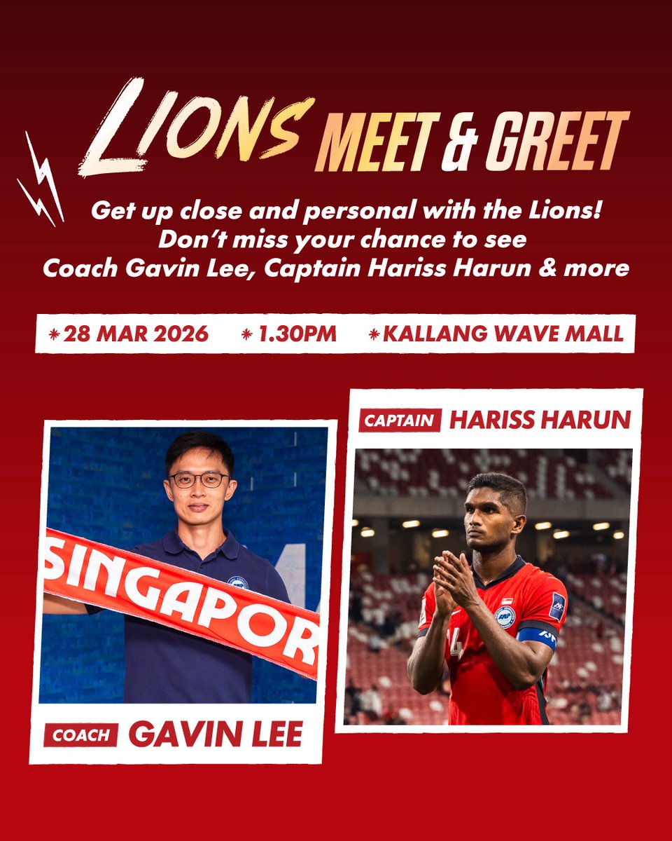 FASingapore's tweet photo. We're gearing up for the Singapore vs Bangladesh! ⚽ 

🎟️ Get your tickets to cheer our Lions on LIVE at the National Stadium, 31st March 🦁
📆 Get a chance to meet Coach Gavin, Captain Hariss Harun &amp; more on 28th March
🚨 Gear up in official Lions merch for match day https://t.co/7E3PXhYTi5