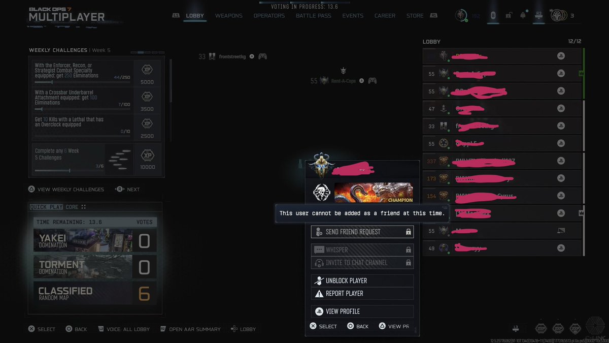 Philtter's tweet photo. @Activision @Treyarch @MSFTnews  I have been faithfully playing this release @CallofDuty but this needs fixing I have multiple players block and game after game I keep running into the same blocked players in my lobby!!! Fix this asap #brokengame https://t.co/3CjYlCkYcY