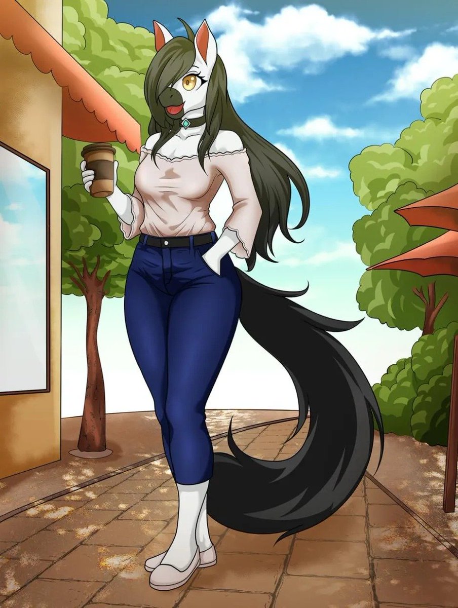 Olivia grabbing her coffee on a morning walk.

Artist: <a href="/lu_na1A/">Luna</a>