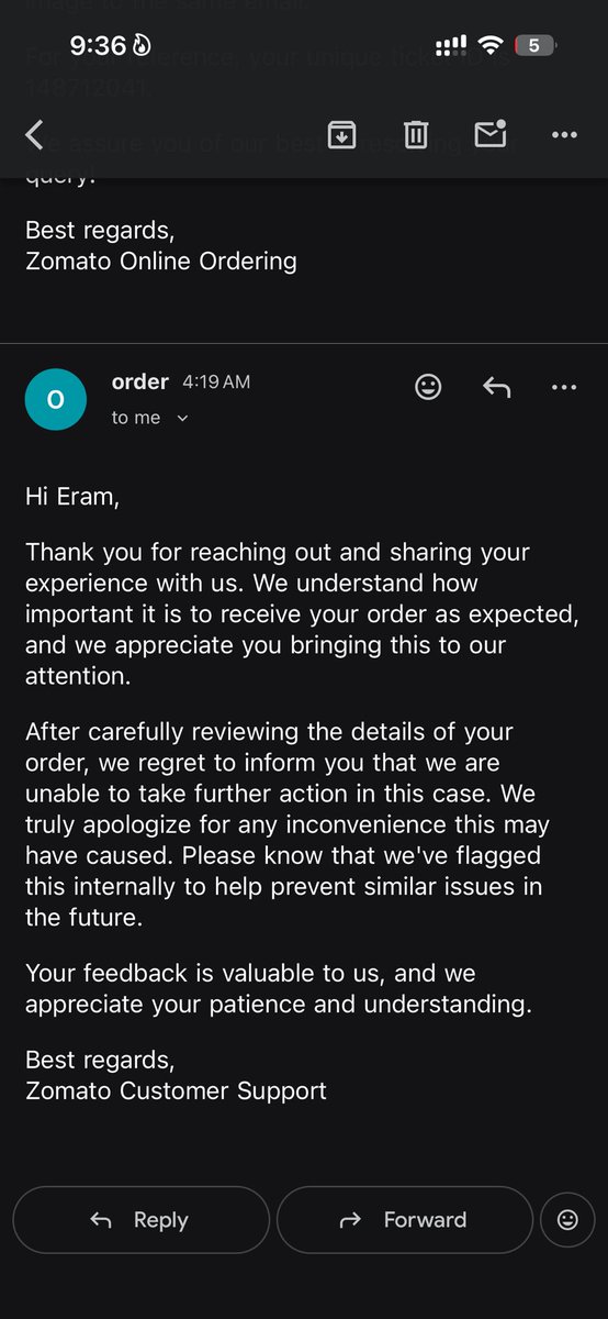 erammsayed's tweet photo. @zomatocare this is the update that your team has shared.

The order was marked delivered at around 2:08am.

The rider received the call at 2:41am &amp; as all calls are recorded you can check the recording he literally disconnected the call when I told him “order deliver nahi hua”. https://t.co/iEVVomYyrN