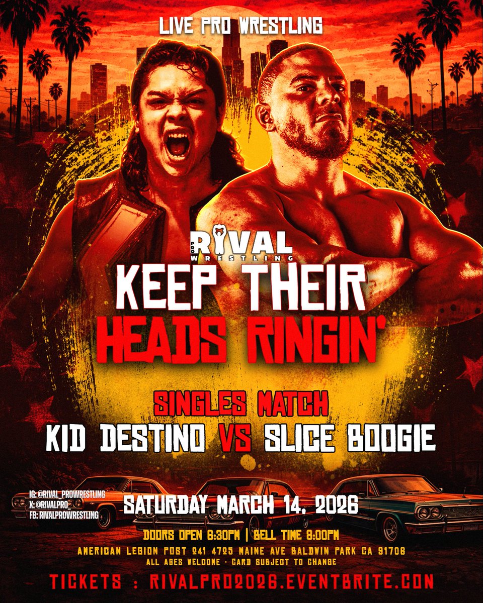 RivalPro_'s tweet photo. @kiddestino vs @SliceBoogie
LIVE, Saturday at Rival Pro Wrestling
Get your tickets now at https://t.co/jhDO04Bk9L https://t.co/UIqn52Z5AZ