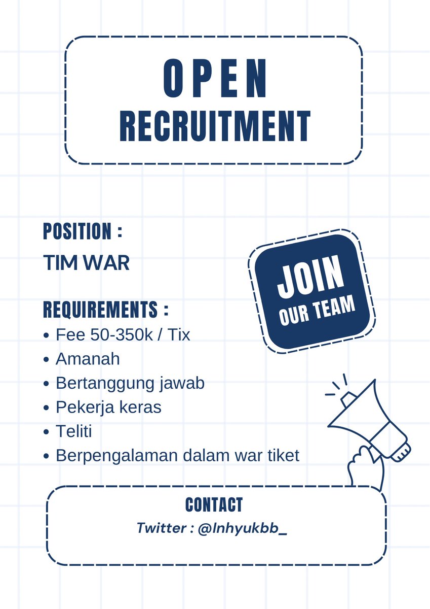 inhyukbb_'s tweet image. 🚨 OPEN RECRUITMENT FREELANCER “ TICKETING SERVICE “ 🚨

Cuss yang lagi butuh tambahan pemasukan dan berpengalaman war tiket boleh contact ya 🩷

#freelancer #zonaba #zonaBU #zonauang hire loker jkt freelance lowongan kerja job receh