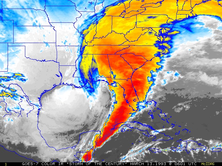 weather_history's tweet photo. March 12-14, 1993:

The "Storm of the Century" slammed the Eastern United States. The dynamic and immense extratropical cyclone brought a wide range of impacts, the most notable of which was blizzard conditions and huge snow totals from New England to the Carolinas.

#wxhistory https://t.co/RI0CahgKdF