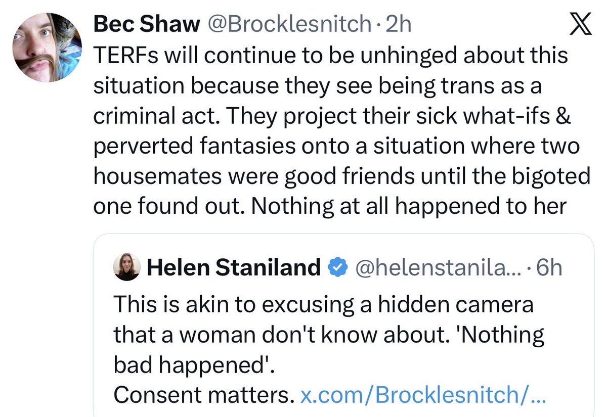 salltweets's tweet photo. No.

We acknowledge that men who claim to be women are men. We acknowledge that some men are bad. We see red flags when a man has disguised the fact he is a man to a trusting young woman. He’s held to the same standard as any man. Because he’s a man. They’re all just men. https://t.co/1EkAMMYuPq