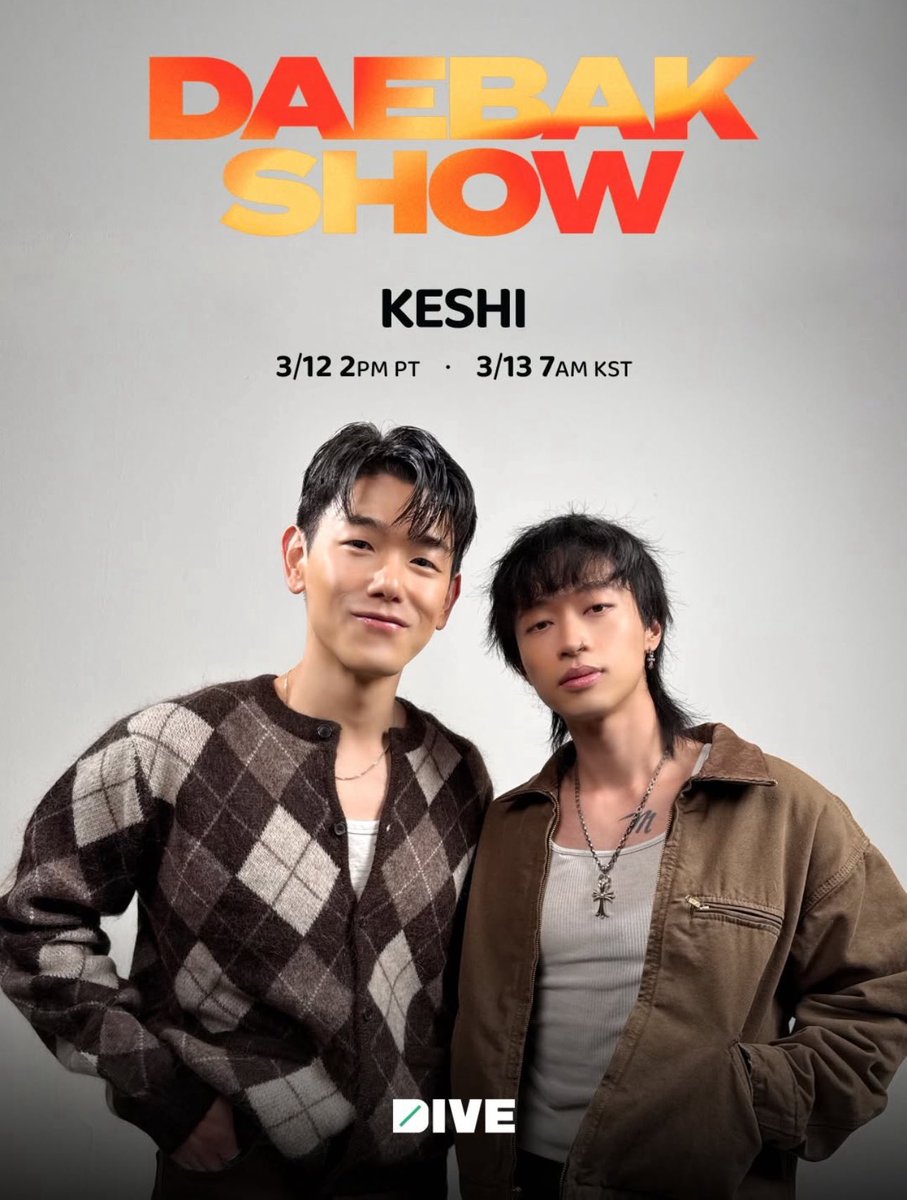 keshiupdates's tweet photo. Catch keshi live at the Daebak Show 03/12 2PM PT || 03/13 6AM KST on @thedivestudios Youtube Channel 🎤✨ https://t.co/rBLLNFxgbd