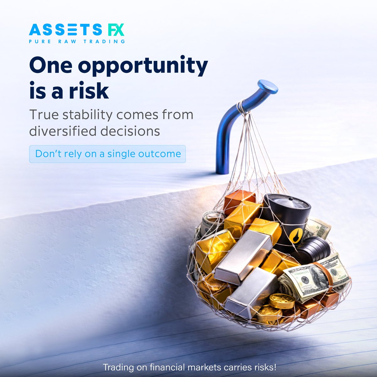 Putting everything on a single opportunity can expose you to unnecessary risk.
Real market strength comes from diversification 📊

With AssetsFX, explore multiple markets and build a balanced trading approach. 

Join Now - assetsfx.com
.
.
.
.
.
.
#Trading #Forex