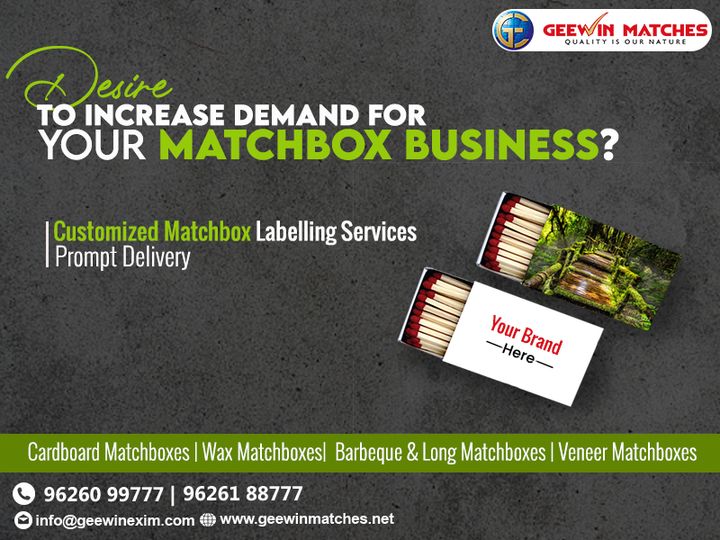GeewinM's tweet photo. 🔥 Customized Matchboxes That Promote Your Brand 

https://t.co/4Qcs984ZI3

#GeewinMatches #CustomMatchBoxes #PrivateLabelMatches #BulkMatchSupply #SafetyMatchesManufacturer #MatchboxExporter #PromotionalMatchboxes #CustomLogoMatchboxes #WaxMatches #VeneerMatches #MadeInIndia https://t.co/qyfqXPuLBz