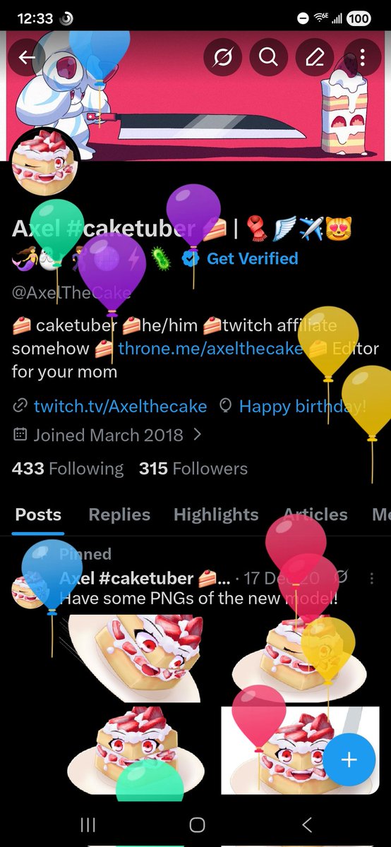 Axel #caketuber 🍰 | 🧣🪽✈️😻🧜♀️🦭🕺🪩⚡🦠 tweet media