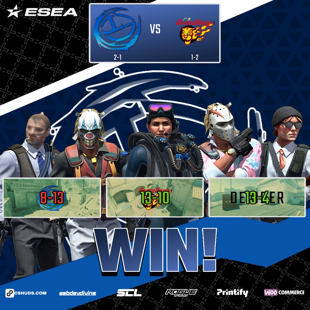 lurkergamingpcs's tweet photo. We take the win tonight and keep fighting in Advanced Playoffs!! GGWP to #GuangdongTigers!

Our LG MVP goes to @mylinegod with a 1.45 HLTV Rating across all 3 maps!

@howlazey 
@csjace 
@BigBallsBelal 
@SwillCS 
@mylinegod 

#LurkerGaming #LGCS2 https://t.co/TTyBgMfO1f