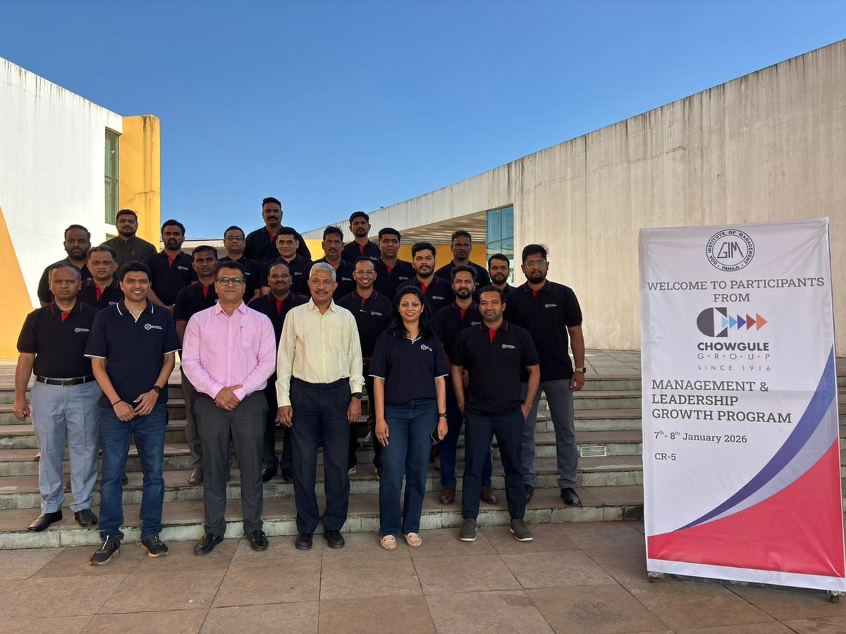 ExecutiveGim's tweet photo. GIM successfully conducted an MDP titled “Elevate: Management &amp; Leadership Growth Program” for Managers &amp; Senior Managers from CHOWGULE &amp; Co.

#ExecutiveEducation #MDP #GIM #LeadershipDevelopment #ManagementGrowth #Chowgule #StrategicThinking #CorporateTraining https://t.co/EiORFSJJ5t
