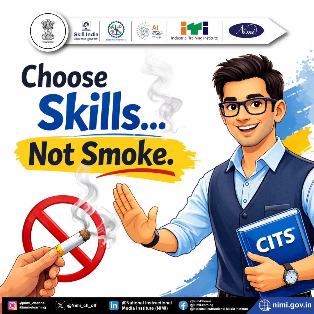Choose a future full of skills, knowledge, and opportunities — not smoke. 🚭

Every small decision shapes your tomorrow. On this No Smoking Day, say NO to smoking and YES to skill development, learning, and a healthier life.