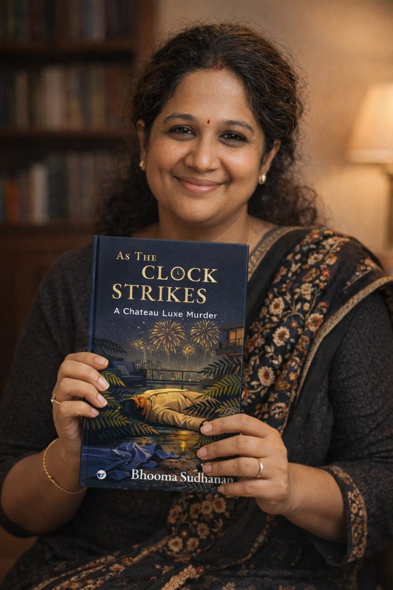 Bhooma's tweet photo. This is me, visualizing the moment.

Book in hand. Dream almost real.

As The Clock Strikes launches April 1st.

Pre-orders open soon. Add it to your TBR 🖤

#AsTheClockStrikes #PreOrderSoon #DreamAlmostReal #MysteryThriller #DebutAuthor #IndianAuthor https://t.co/J8DPdoNvLu