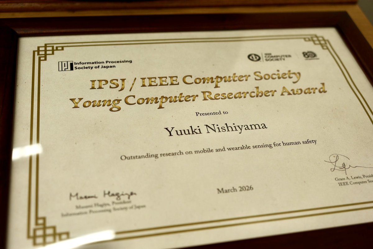 SezakiLab's tweet photo. 西山准教授（@yuuki_nishiyama）が IPSJ/IEEE Computer Society Young Computer Researcher Award を受賞しました！ https://t.co/vOup36JvJ7