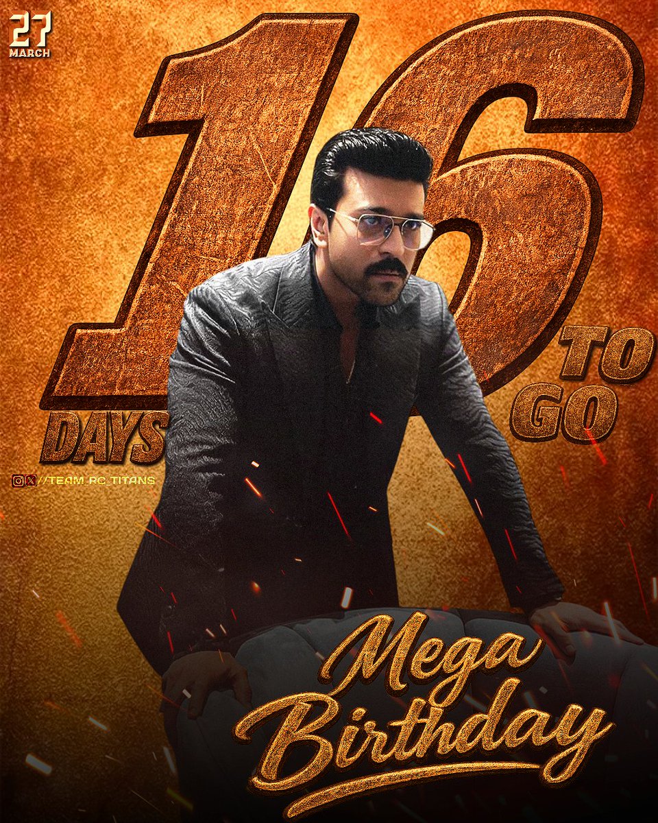 Team_rc_titans's tweet photo. 1️⃣6️⃣ Days To Go For Our Beloved #ramcharan Anna Birthday 🫶❤️‍🩹
advance Happy Birthday @alwaysramcharan Anna 🔥

https://t.co/v8Ily9cjeJ https://t.co/WKR63CaEMQ