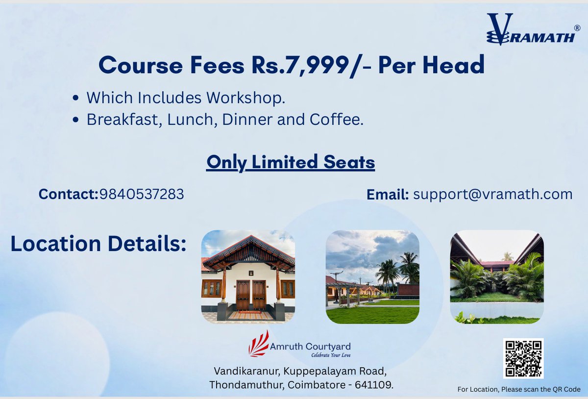 varunm2112's tweet photo. Full day Equity Investing workshop based on Fundamentals happening at Coimbatore, organized by @VRAMATH 

Pls do check it out and share with interested participants https://t.co/23fQETVX5i
