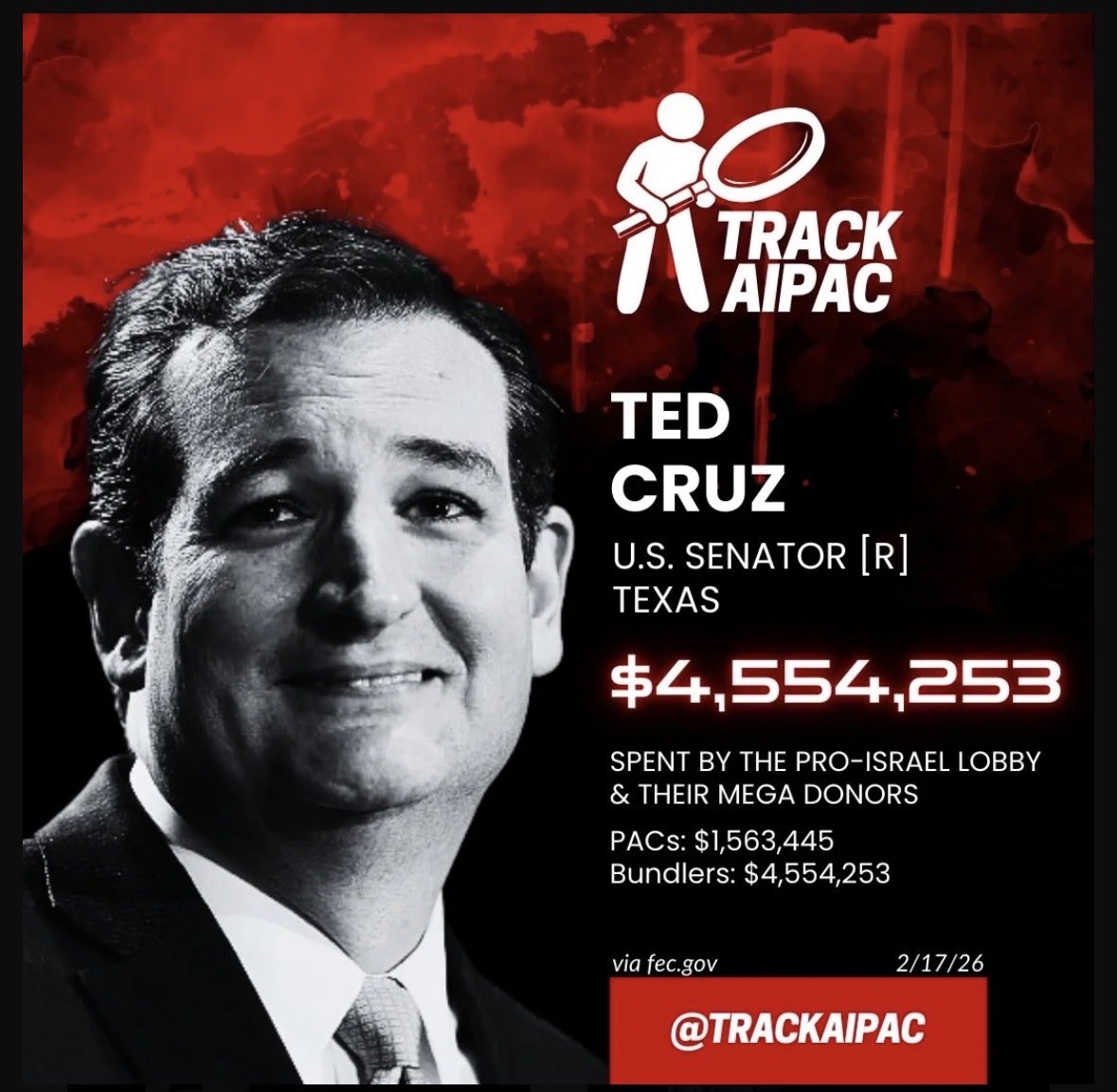 Go to bed Ted. I’m sure it’s hard to sleep at night being a complete traitor to our country. Everyone knows you are no free man, but a slave to a genocidal state called “Israel”. Your grandkids will read about it one day and say “my grandfather took money and supported these