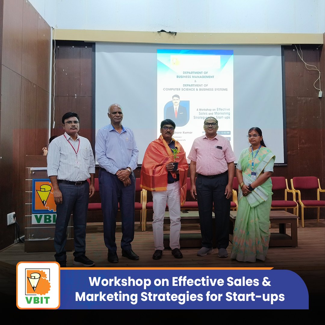 VBITHYD's tweet photo. The Department of #BusinessManagement and Department of Computer Science & Business Systems, VBIT, successfully organized a Workshop on “Effective Sales and #MarketingStrategies for Start-ups” on 7th March 2026.
#VBIT #CSBS #StartupStrategies #SalesAndMarketing #Entrepreneurship https://t.co/cT6bGEFXkc