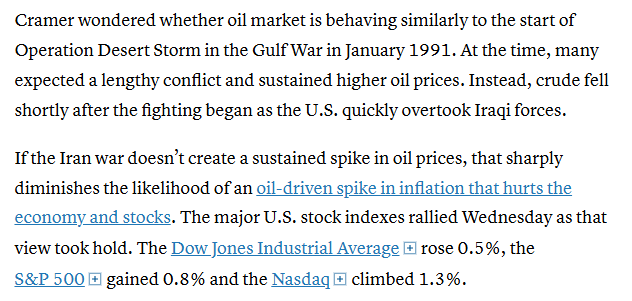 jczuleta's tweet image. Are #oil prices behaving similarly to those in 1991 when the US invaded Iraq? 
cnbc.com/2026/03/04/jim…
No way. Why? Because, at the time, the oil demand was extremely inelastic, and substitutes for oil were practically non-existent. Now, EVs would be making a difference, which