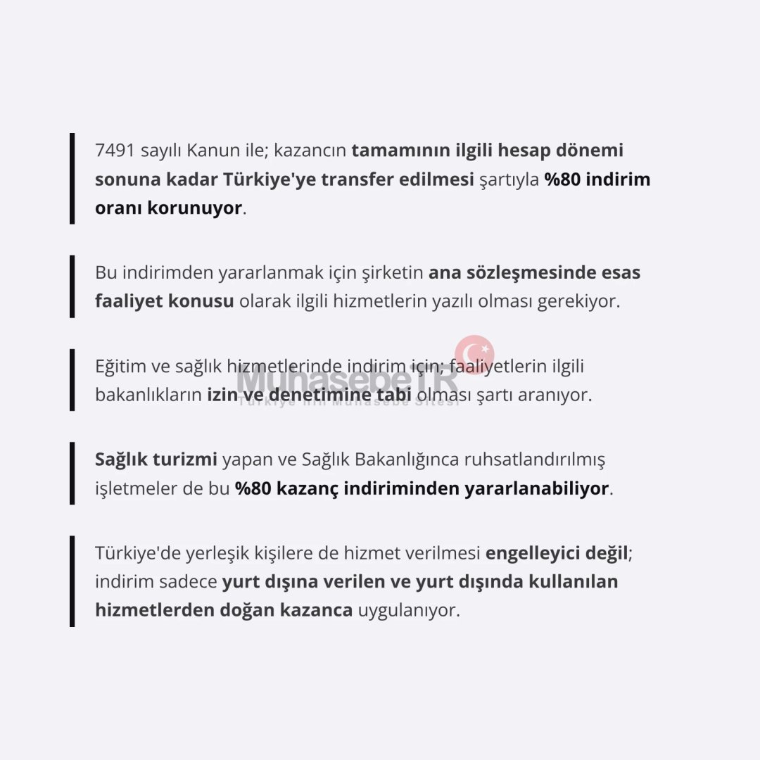 muhasebetrcom's tweet photo. Yurt Dışına Verilen (Yazılım, Mimarlık, Sağlık vb. ) Hizmetlerde Kazanç İndirimi, YMM Rapor Zorunluluğu ve İncelenmesi Gereken Hususlar
https://t.co/BtbhbWk1kK https://t.co/9Wt8BHxWqf