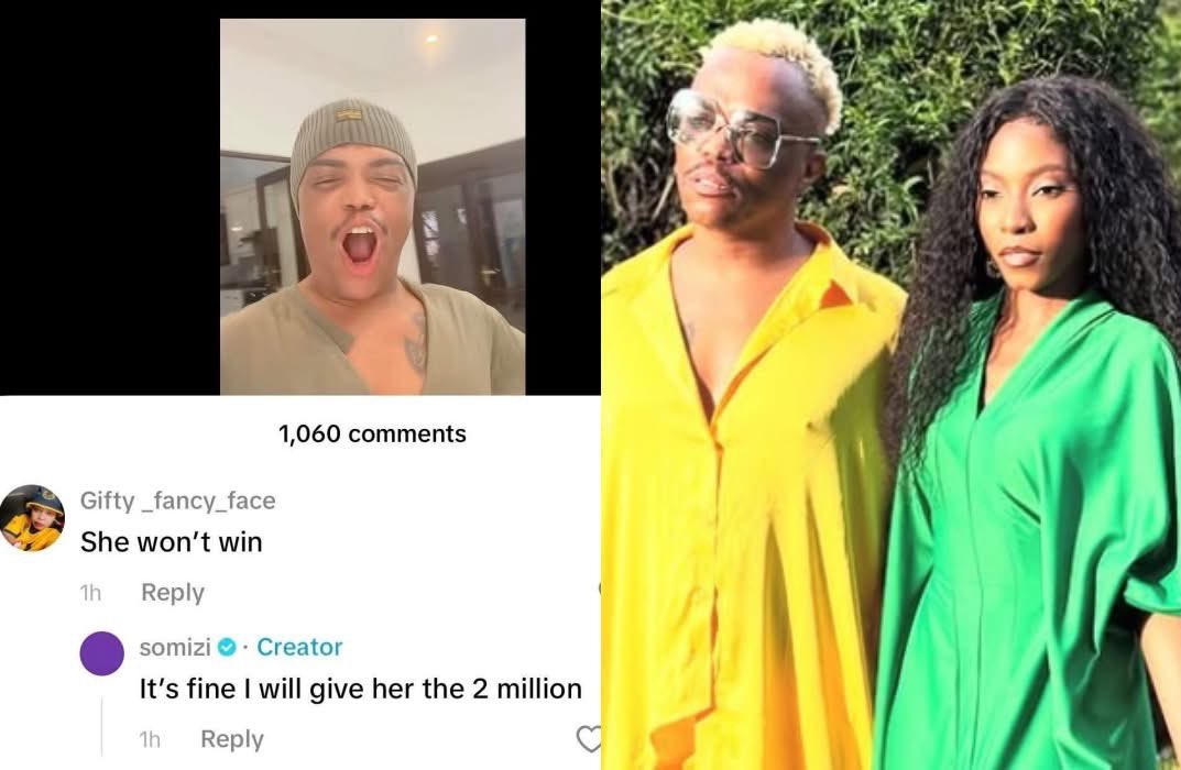 Somizi vows to personally give Liema the R2 million if she doesn't win Big Brother Mzansi, and that time his own daughter Bahumi is struggling. 😭