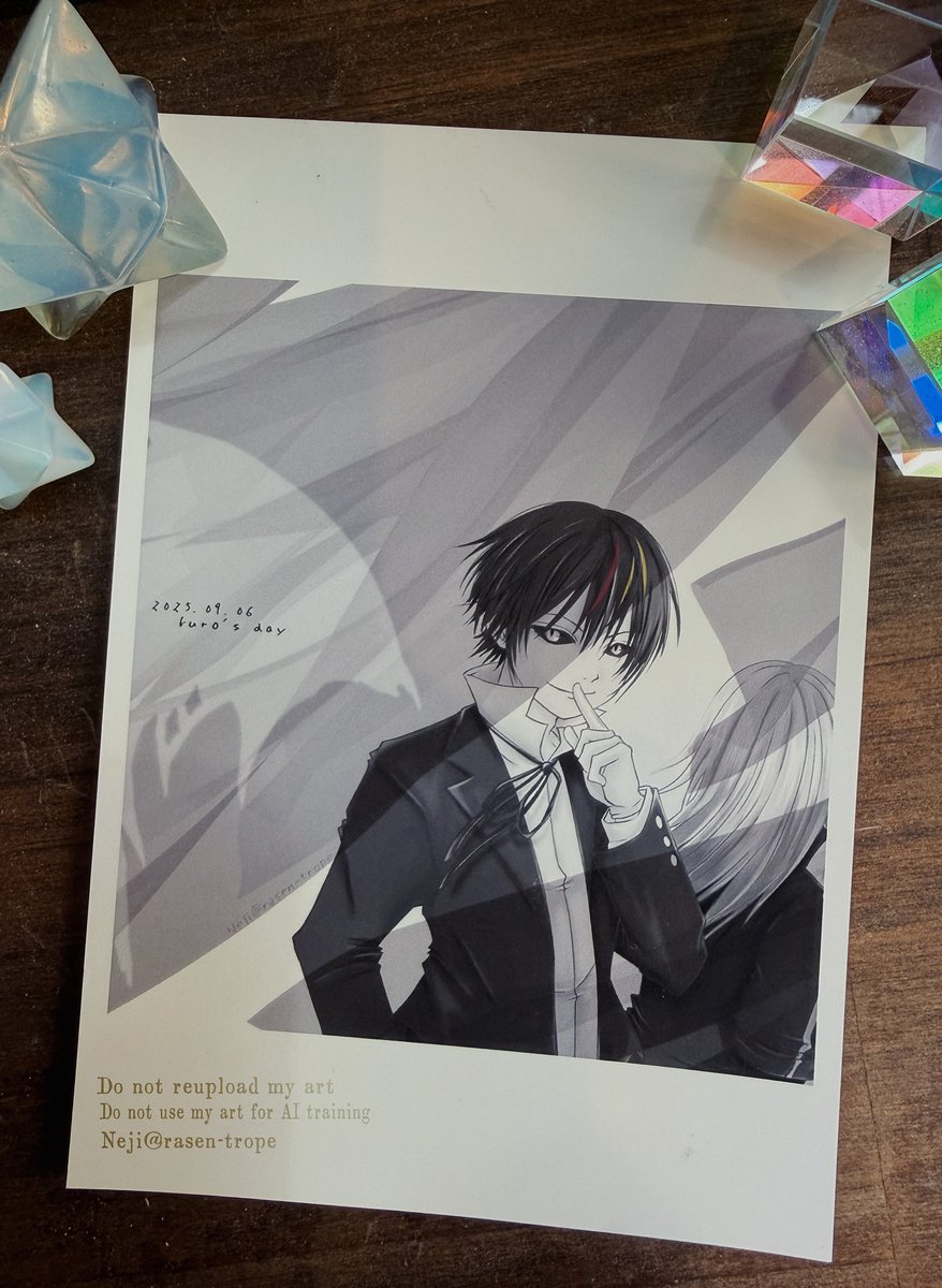 このディアリム絵、ひと様にお礼でお送りしようと思って自宅でポスカ印刷した際に、縦横ミスった上に白黒で印刷しちゃったけど、これはこれでよくなーい？ってなて、ちょっとだけ着色してみた笑