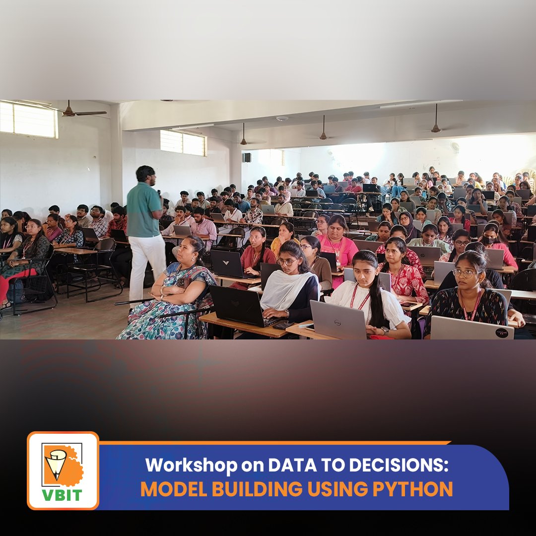 VBITHYD's tweet photo. One Day Workshop | Data to Decisions: Model Building Using #Python
The Department of #ComputerScience and Engineering (#DataScience), VBIT, successfully organized a One Day Workshop on “Data to Decisions: Model Building Using Python” on 7th March 2026.
#VBIT #CSEDataScience https://t.co/F1sZ9DmSut