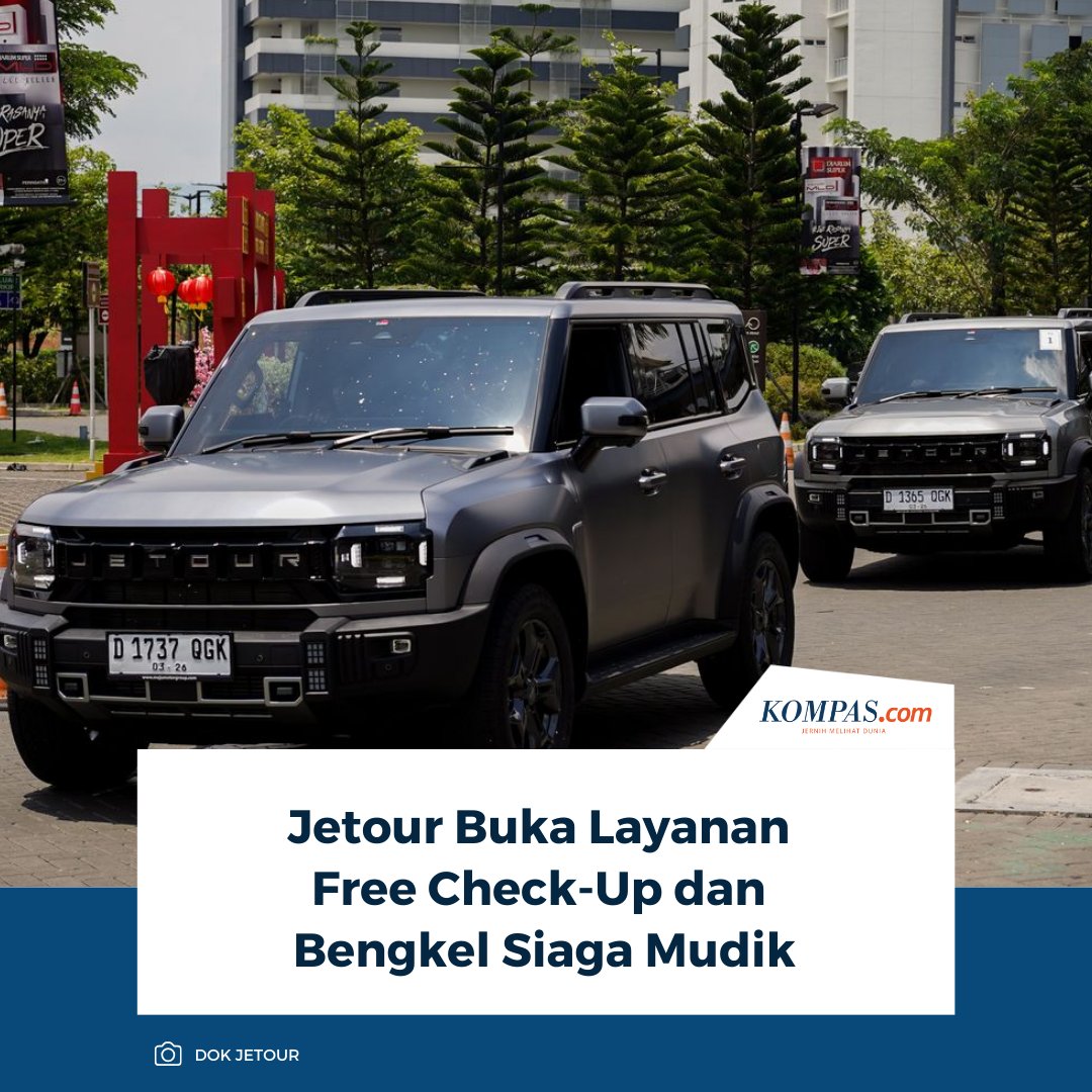 KompasOtomotif's tweet image. Perjalanan mudik saat Ramadan dan Idul Fitri menjadi momen penting bagi masyarakat Indonesia. Jetour menghadirkan program Free Check-Up di 12 showroom yang tersebar di berbagai wilayah Indonesia.

Baca Selengkapnya👇🏻
otomotif.kompas.com/read/2026/03/1…

~NA #Jetour #FreeCheckUp #ServisMobil