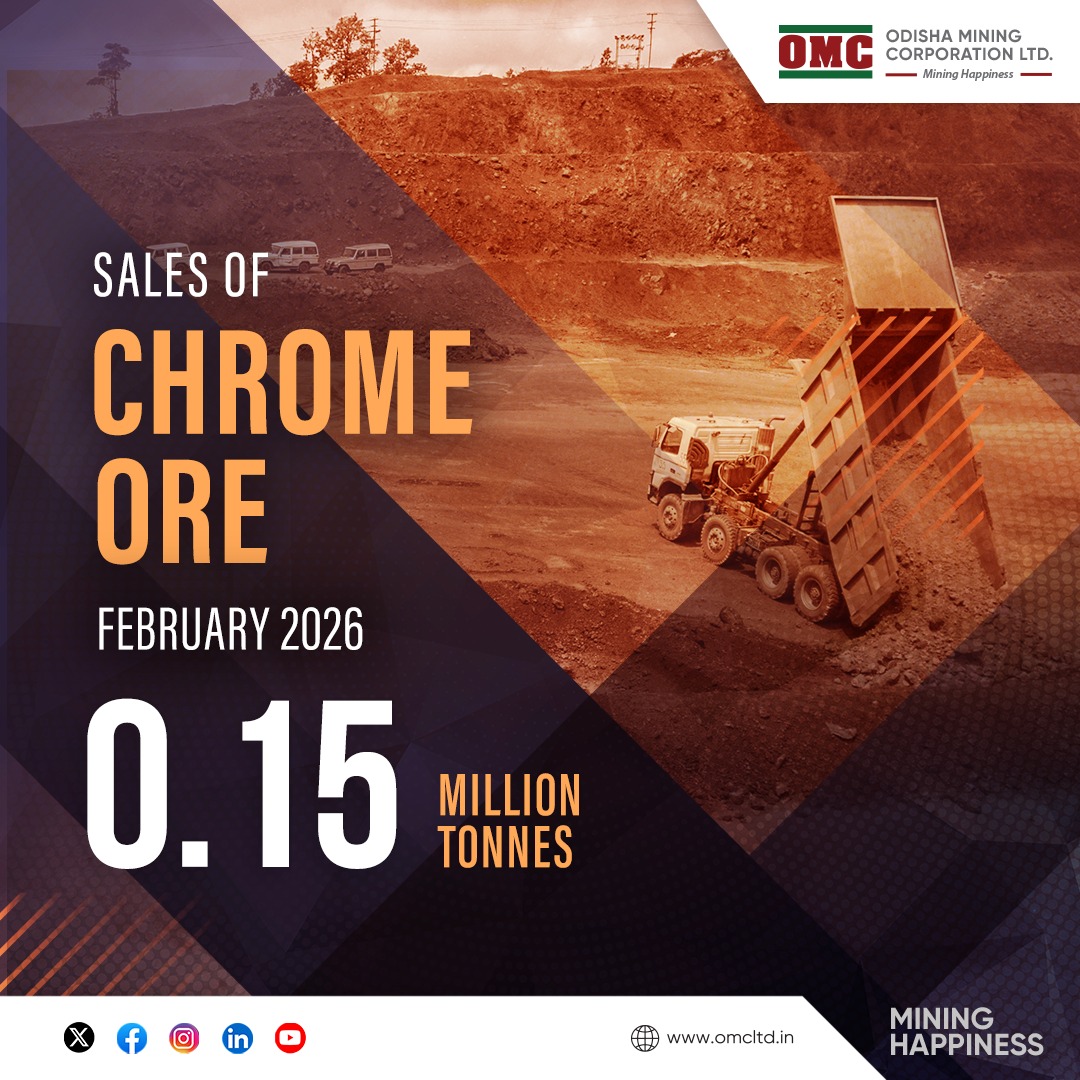 odisha_mining's tweet image. #OMC recorded 0.15 million tonnes of chrome ore sales in February '26, enabled by efficient dispatch operations, transparent systems and streamlined logistics across mines.

#ChromeOre #OperationalExcellence