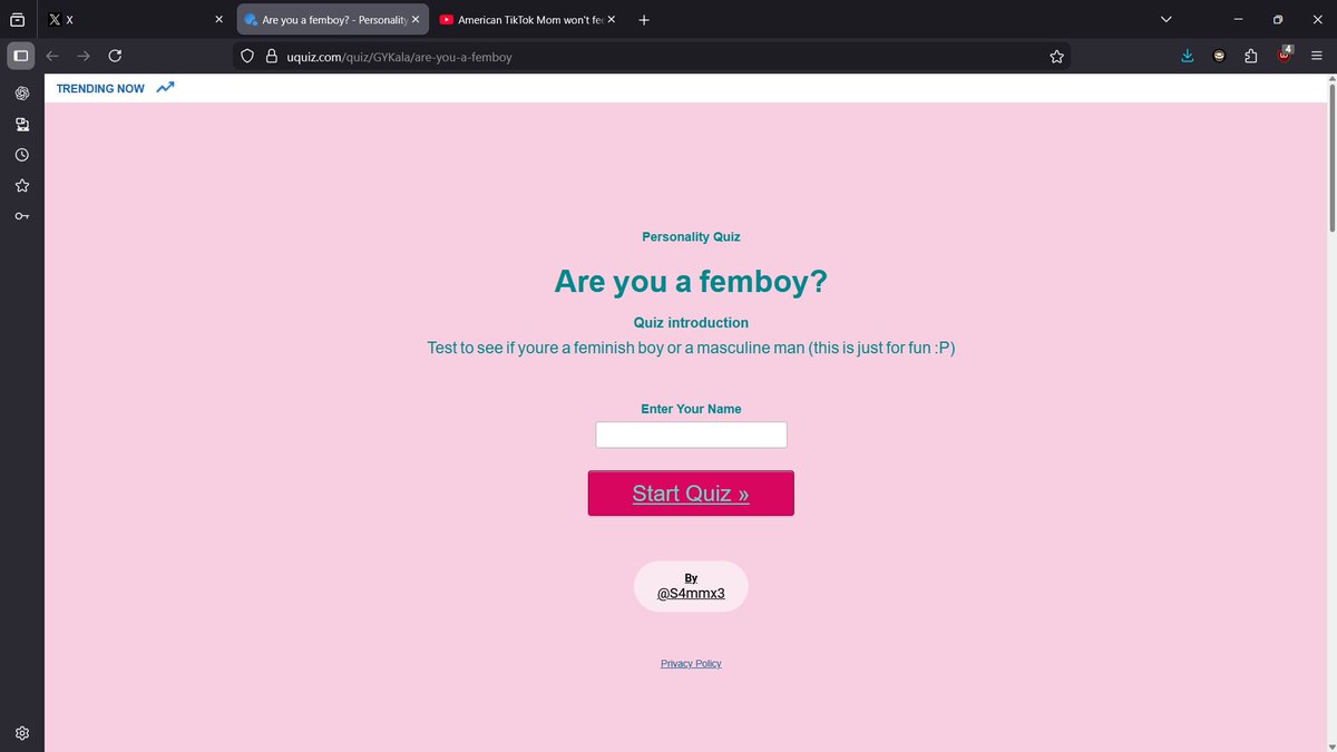 The absolute goat <a href="/WyattLan86723/">Wyatt Lancer</a> has gave me another femboy quiz to try out, this time im actually prove that I am not close to being a femboy