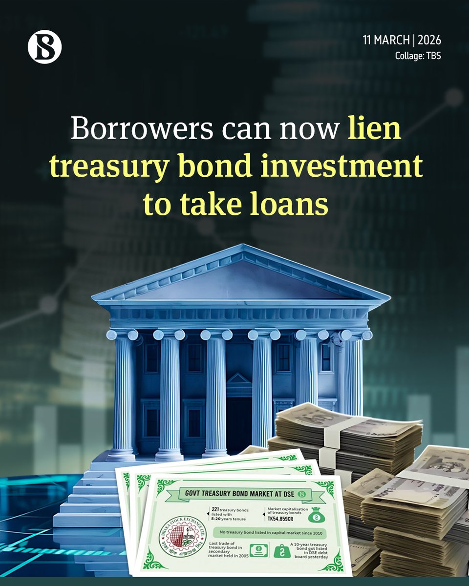 The new instruction came as many banks are interested in taking treasury bonds as a lien for providing overdraft or term loans to their customers.

Link in comments

#Bank #TreasuryBonds #TBSNews