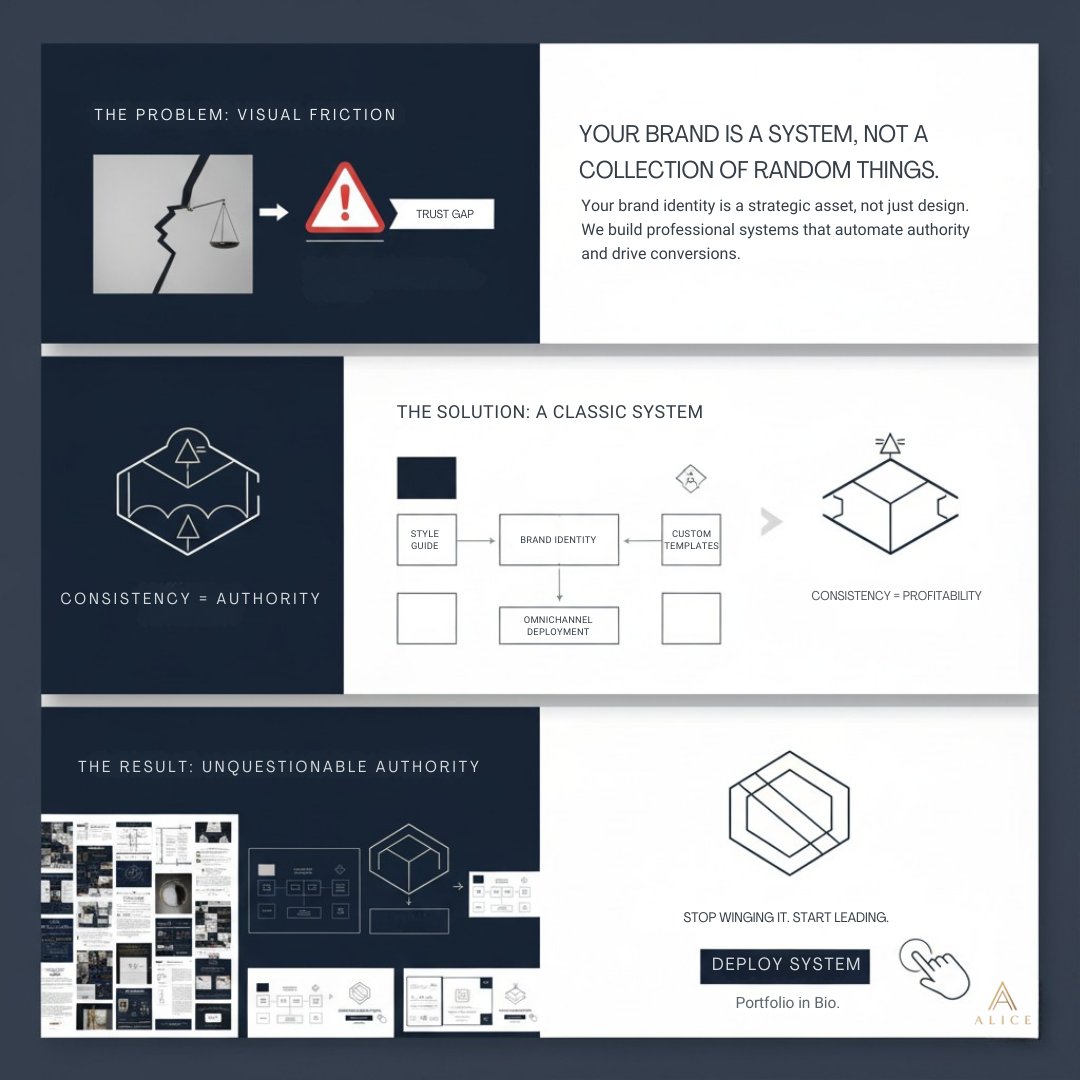 AliceArarau29's tweet image. If you’re reinventing your style with every post, you’re just making noise. Visual Authority is about being recognizable before a single word is read.

Consistency isn't boring; it’s profitable. 📈

Portfolio in Bio. ⚡️ #BrandStrategy #VisualAuthority #DesignSystem