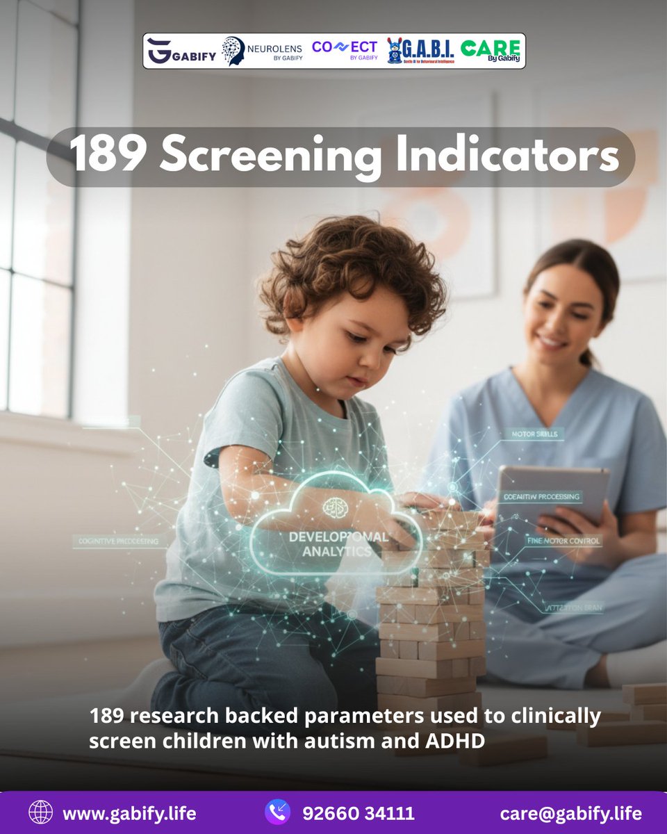 Gabify_life's tweet image. Early detection can make a life-changing difference.

At Gabify, our advanced AI-powered screening uses 189 research-backed indicators to help clinically screen children for developmental conditions such as autism and ADHD.

#Gabify #AIScreening #AutismScreening #ADHDScreening